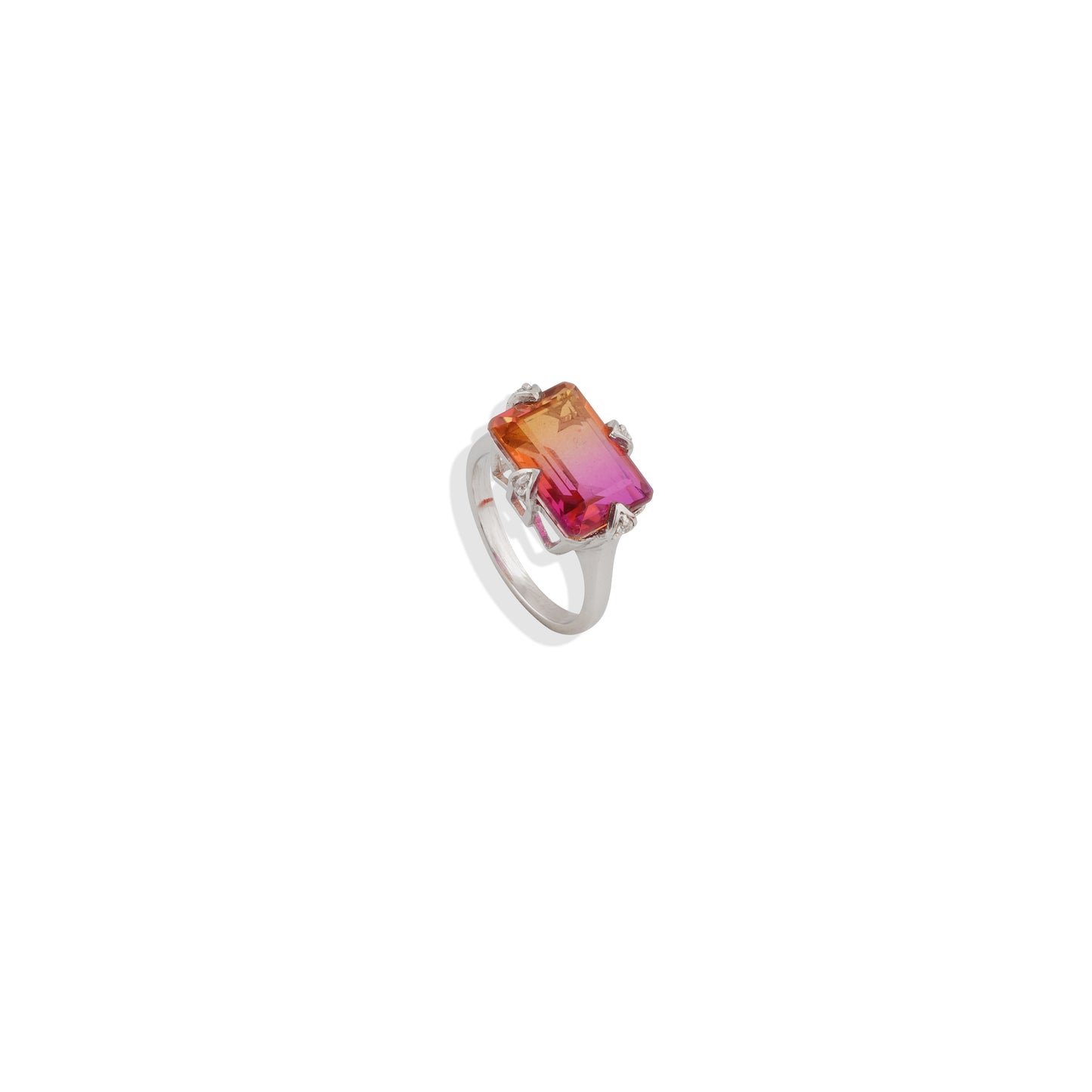 Watermelon Ombre  Ring – 925 Sterling Silver, Baguette Cut, Statement Cocktail Ring – Limited Edition 🔥