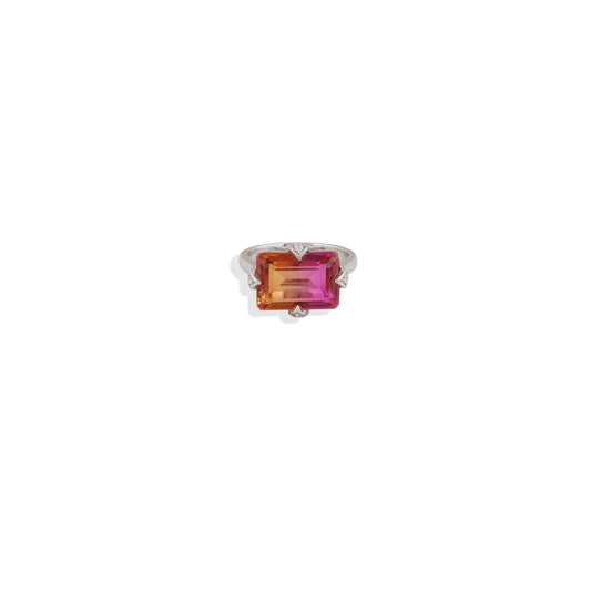 Watermelon Ombre  Ring – 925 Sterling Silver, Baguette Cut, Statement Cocktail Ring – Limited Edition 🔥