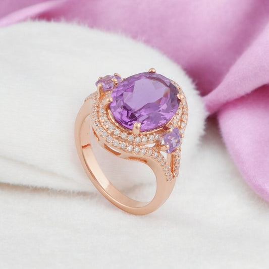 Lab made Purple  Gemstone Sterling Silver Ring