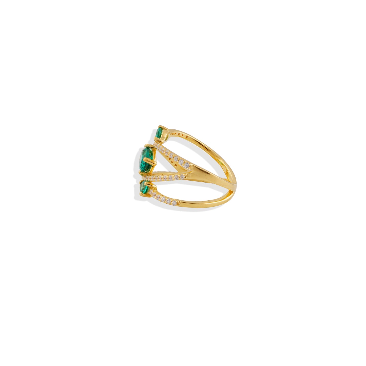 Luxury Green Emerald Ring - 925 Sterling Silver Gold-Plated Statement Ring - Trendy & Elegant Cocktail Ring - Limited Stock