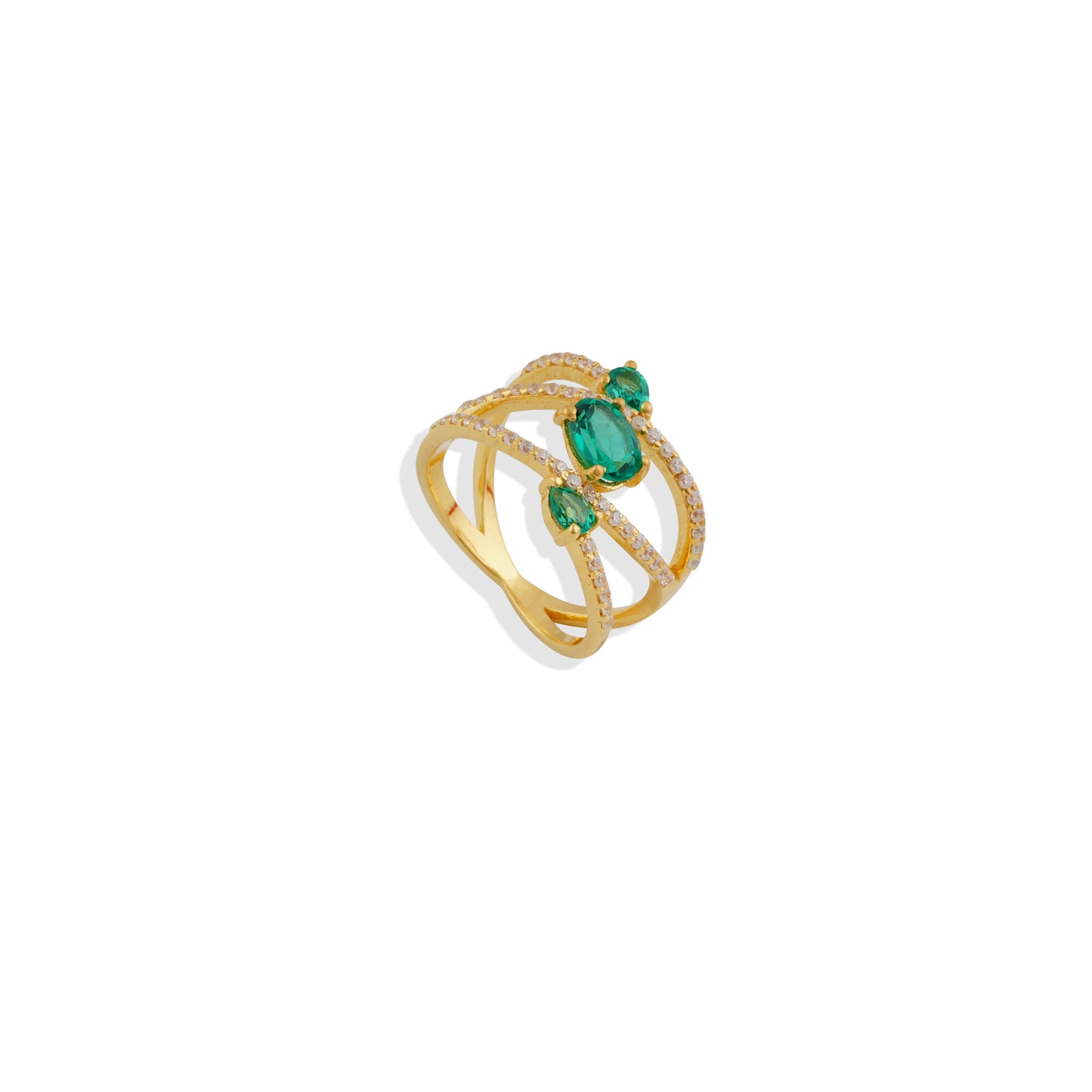 Luxury Green Emerald Ring - 925 Sterling Silver Gold-Plated Statement Ring - Trendy & Elegant Cocktail Ring - Limited Stock