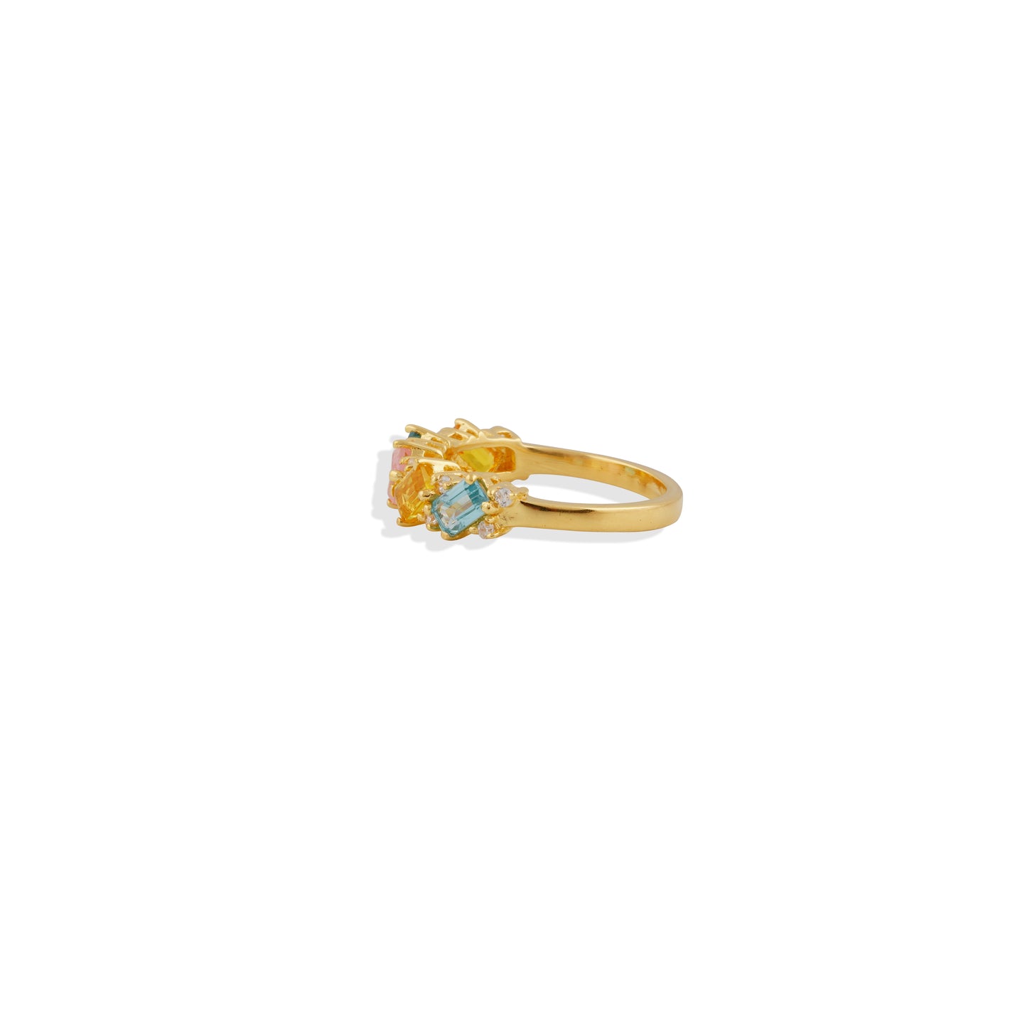 Rainbow Multicolor Gemstone Ring – Unique Gold-Plated Sterling Silver Jewelry, Dainty & Elegant