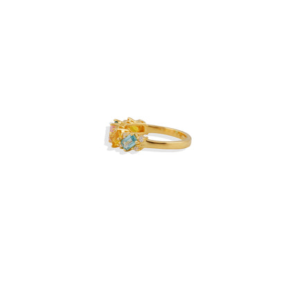 Rainbow Multicolor Gemstone Ring – Unique Gold-Plated Sterling Silver Jewelry, Dainty & Elegant