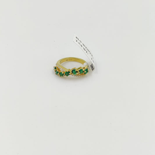Elegant Emerald Green Gold-Plated Ring – Sterling Silver Statement Jewelry, May Birthstone, Trending & Limited Stock!)