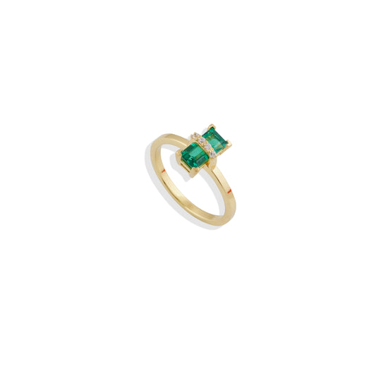 Lab made Green Emerald Sterling Silver Ring