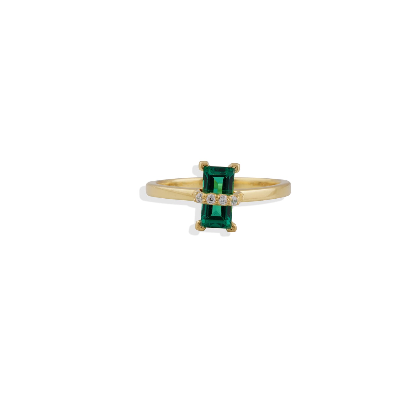 Lab made Green Emerald Sterling Silver Ring