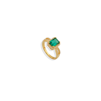 Labmade Emerald Green Gemstone Ring in 925 Sterling Silver with 18 k  Gold Plating | Navrii’s Timeless Statement Jewelry