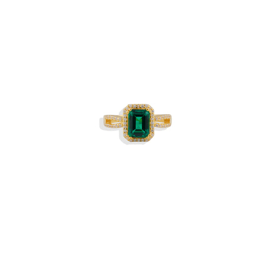 Labmade Emerald Green Gemstone Ring in 925 Sterling Silver with 18 k  Gold Plating | Navrii’s Timeless Statement Jewelry
