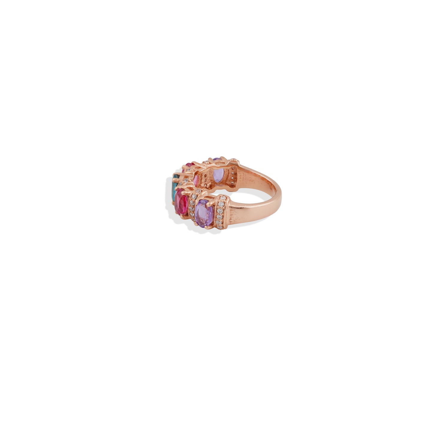 Rose Gold Multi-Gemstone Ring – Vibrant Statement Jewelry, Sterling Silver, Trending & Limited Stock!