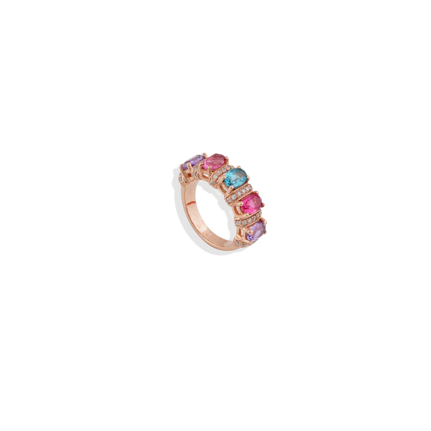 Rose Gold Multi-Gemstone Ring – Vibrant Statement Jewelry, Sterling Silver, Trending & Limited Stock!