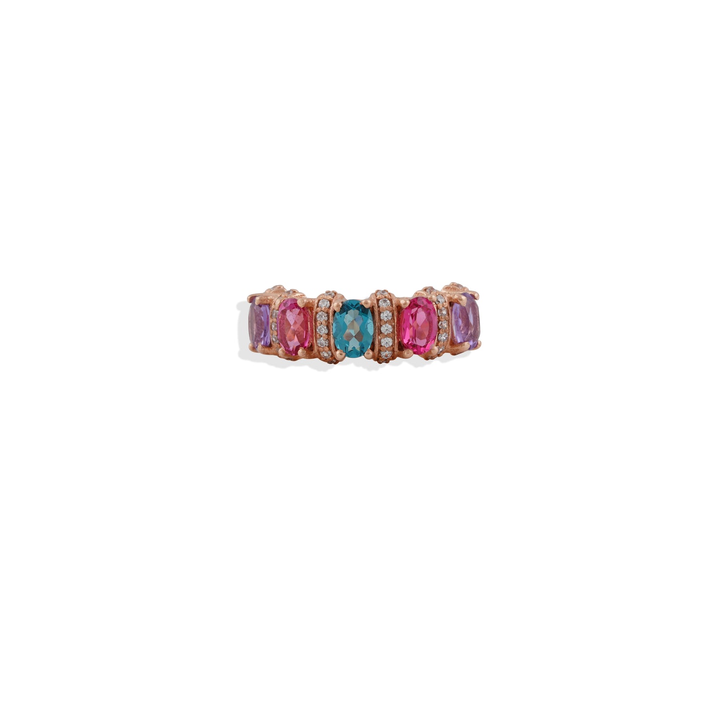 Rose Gold Multi-Gemstone Ring – Vibrant Statement Jewelry, Sterling Silver, Trending & Limited Stock!