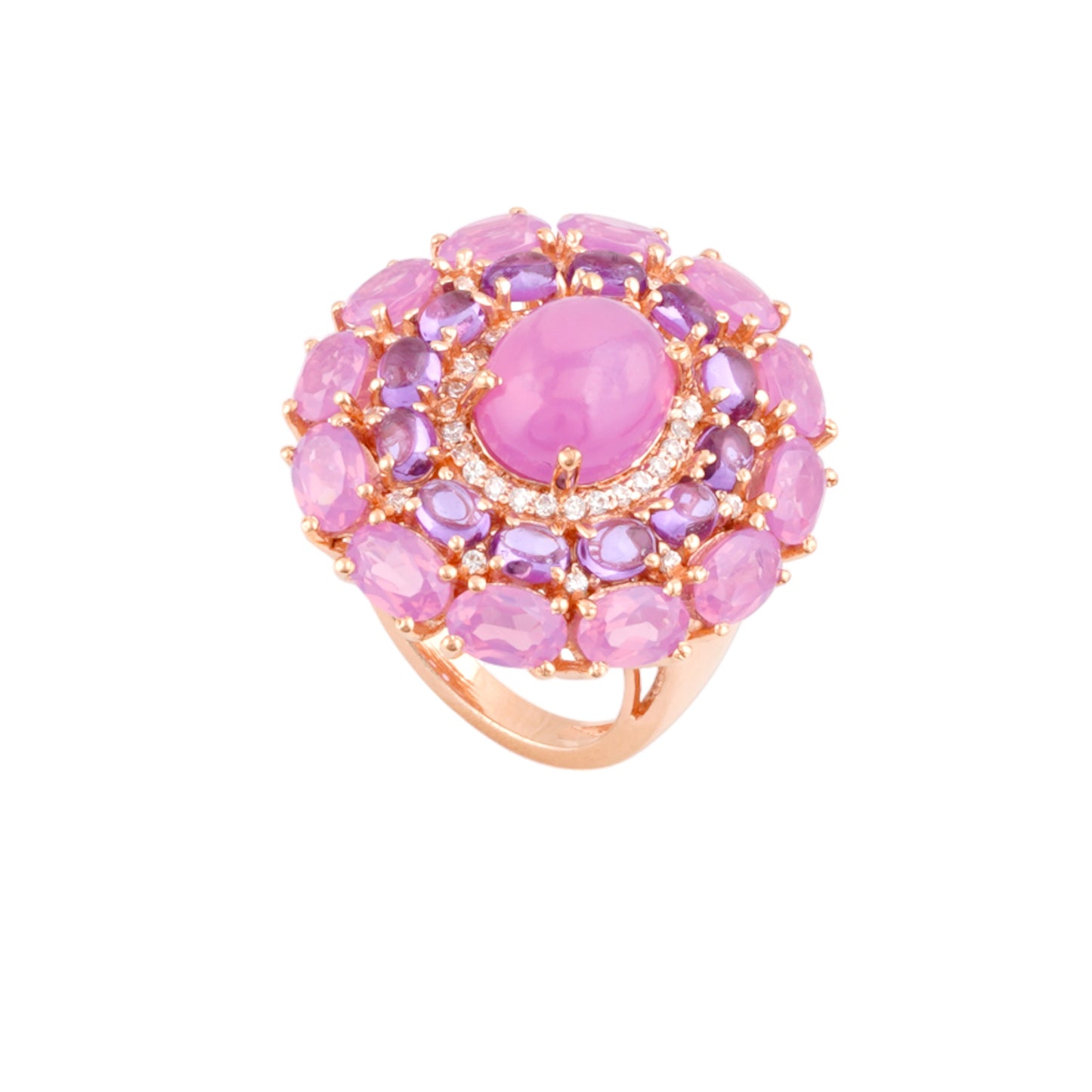 Pink Purple Gemstones Sterling Silver Ring