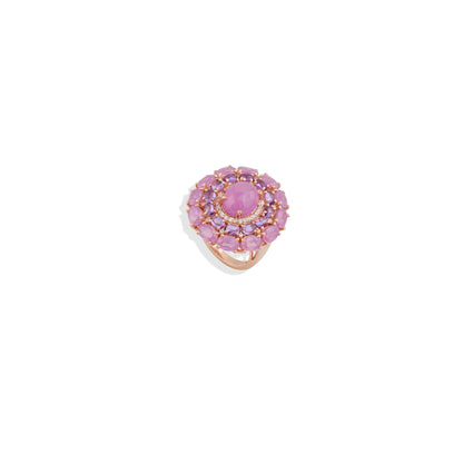 Pink Purple Gemstones Sterling Silver Ring
