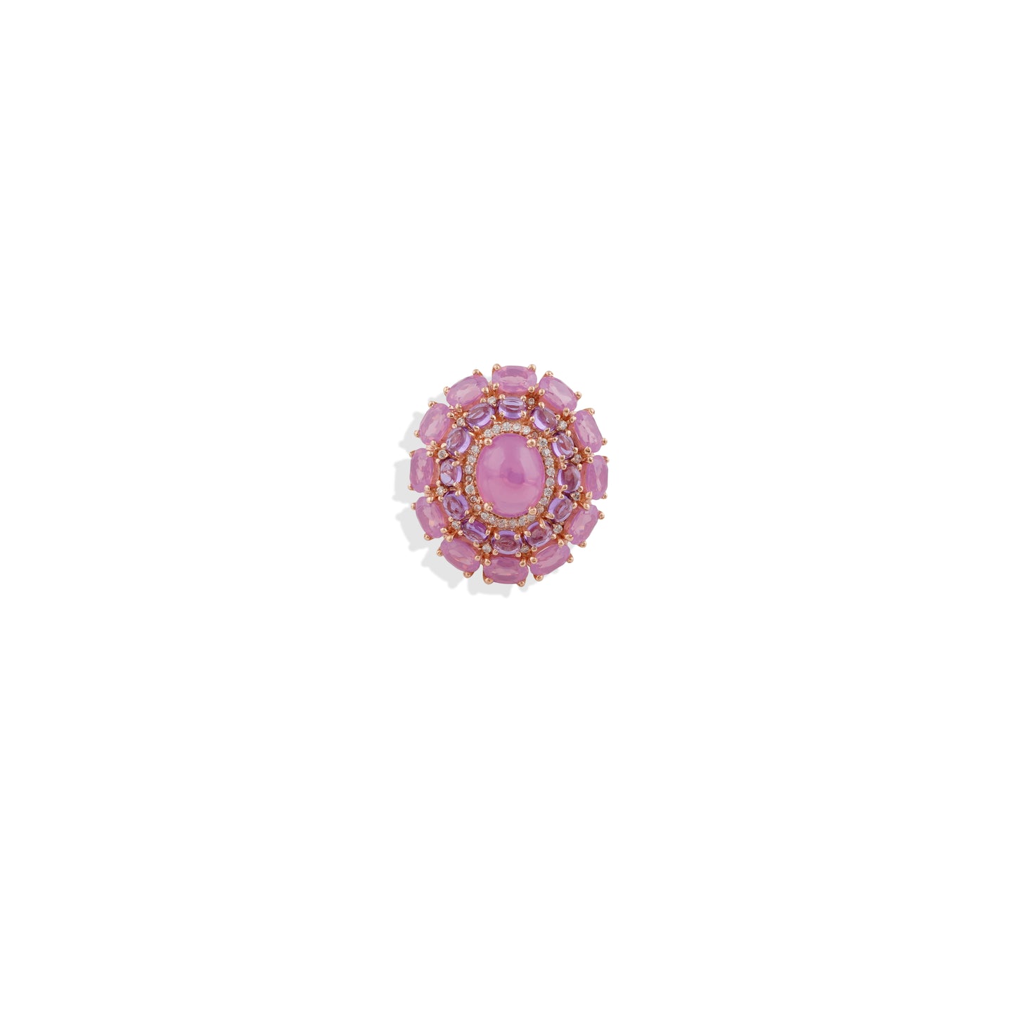 Pink Purple Gemstones Sterling Silver Ring