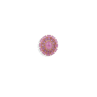 Pink Purple Gemstones Sterling Silver Ring