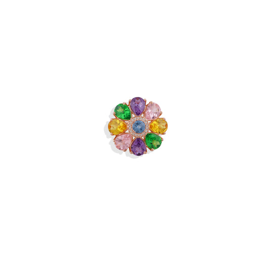 AAA+ Multi Color Gemstones Cocktail  Ring In 925 Sterling Silver