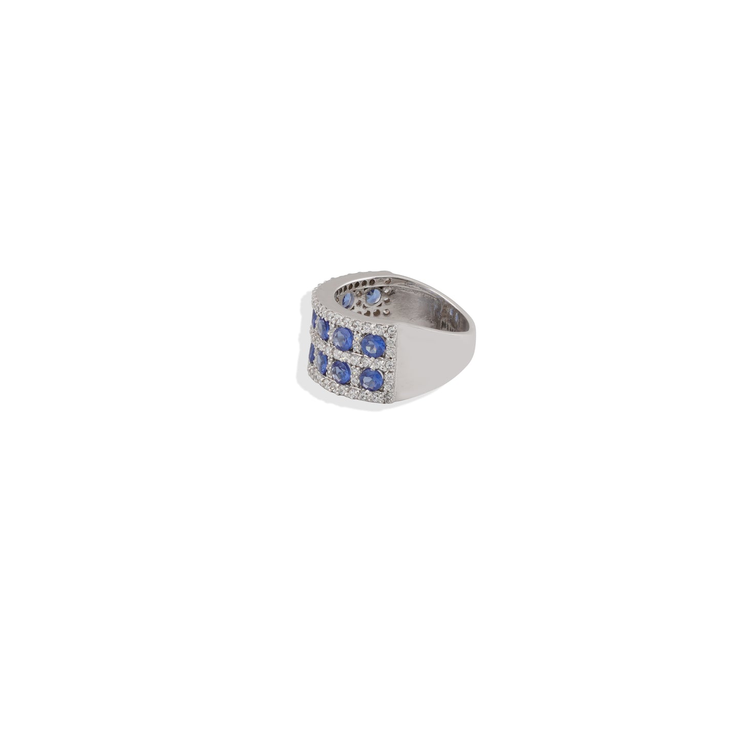 🔹 Elegant Blue Sapphire & Diamond Sterling Silver Band Ring – Limited Edition!