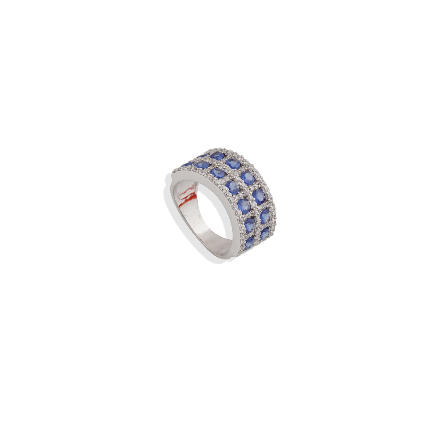 🔹 Elegant Blue Sapphire & Diamond Sterling Silver Band Ring – Limited Edition!