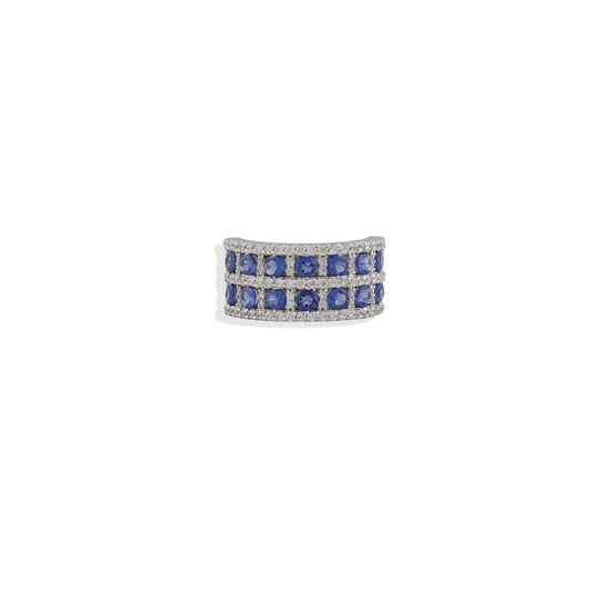 🔹 Elegant Blue Sapphire & Diamond Sterling Silver Band Ring – Limited Edition!