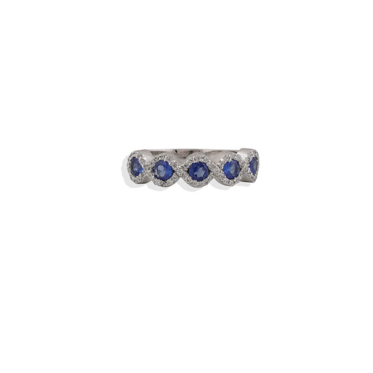 : Classic Blue Sapphire Eternity Band – 925 Sterling Silver Infinity Design | Elegant Stacking Ring