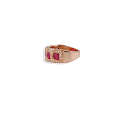 Elegant Ruby Band Ring – 925 Sterling Silver with Rose Gold Finish & CZ Sparkle | Timeless Luxury by Navrii"
