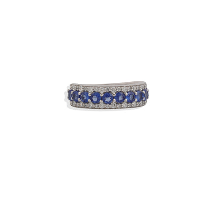 Elegant 925 Sterling Silver Labmade Gemstone Eternity Band Ring- Sapphire, Emerald, Ruby | Navrii with AAA+ Quality CZ Gemstones