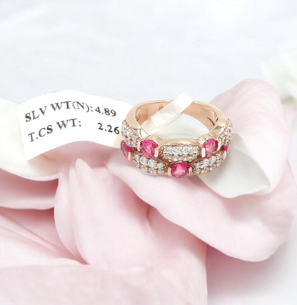Lab made Ruby Gemstones Sterling Silver Ring