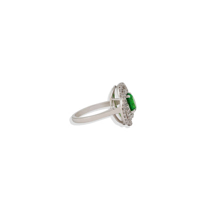 Emerald Halo Swirl Ring – 925 Sterling Silver Statement Ring | Vintage-Inspired Jewelry
