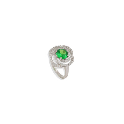Emerald Halo Swirl Ring – 925 Sterling Silver Statement Ring | Vintage-Inspired Jewelry