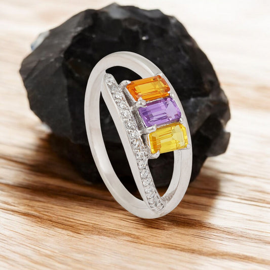 Vibrant Multi-Gemstone Ring - 925 Sterling Cocktail Ring - Limited Stock!
