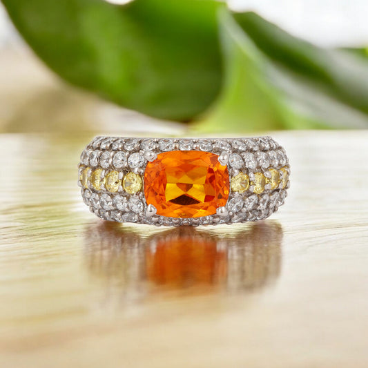 Bold Citrine Cocktail Statement Ring 925 Sterling Silver