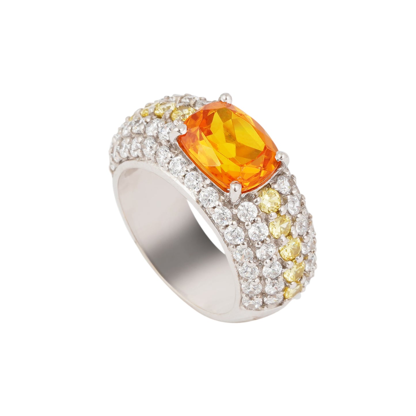 Bold Citrine Cocktail Statement Ring 925 Sterling Silver
