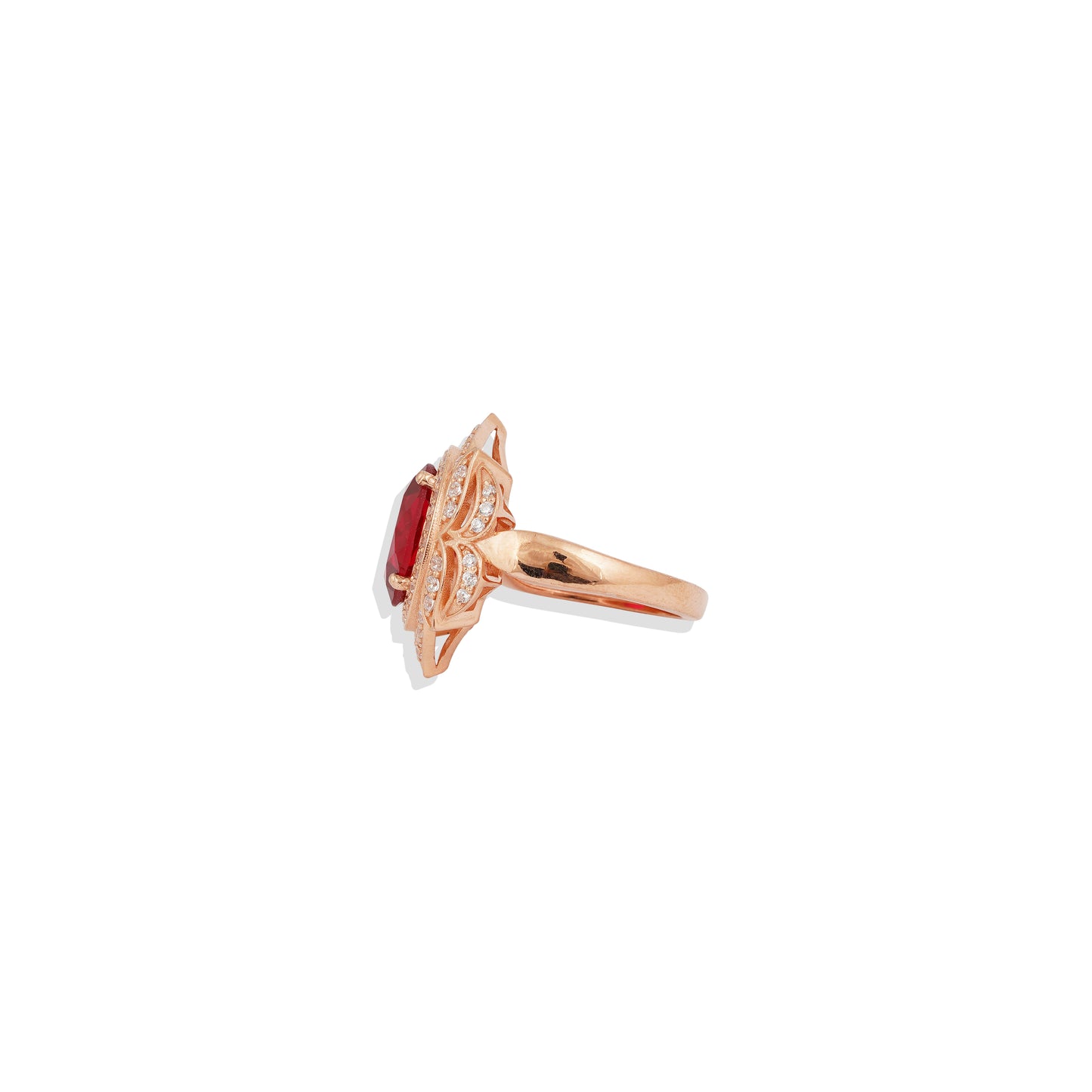 Lab made Red Ruby Sterling Silver Ring