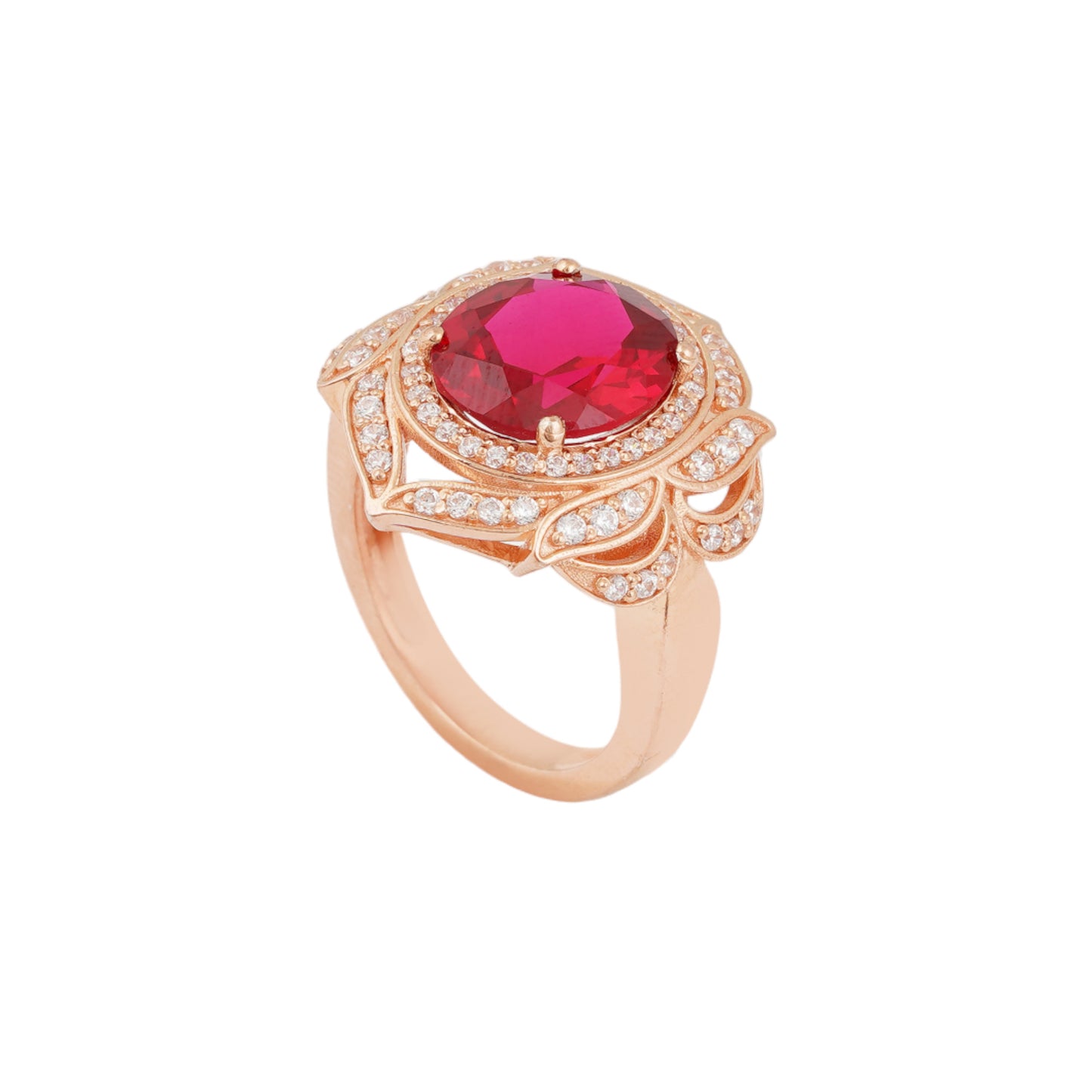 Lab made Red Ruby Sterling Silver Ring