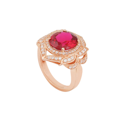 Lab made Red Ruby Sterling Silver Ring