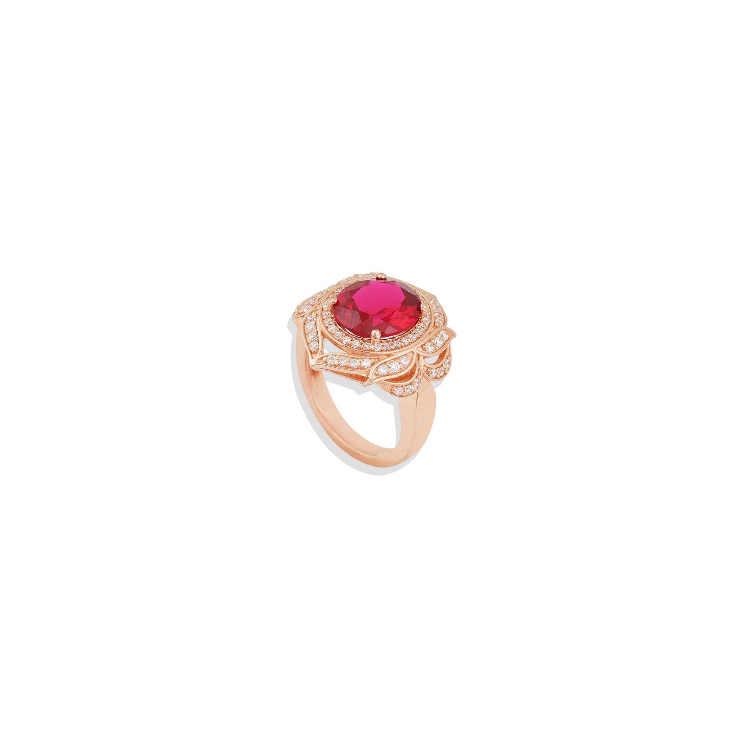Lab made Red Ruby Sterling Silver Ring