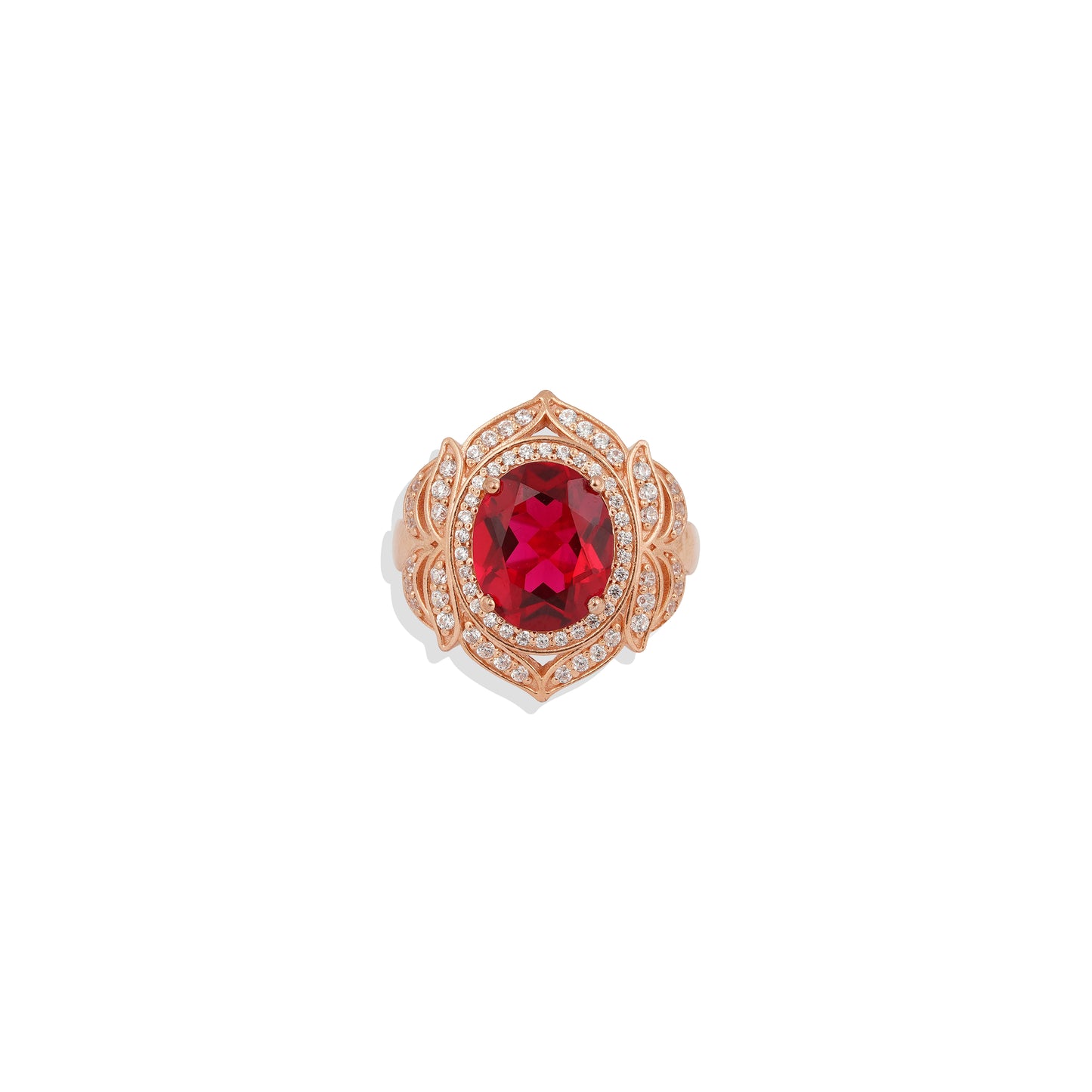 Lab made Red Ruby Sterling Silver Ring