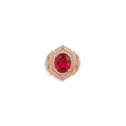 Lab made Red Ruby Sterling Silver Ring