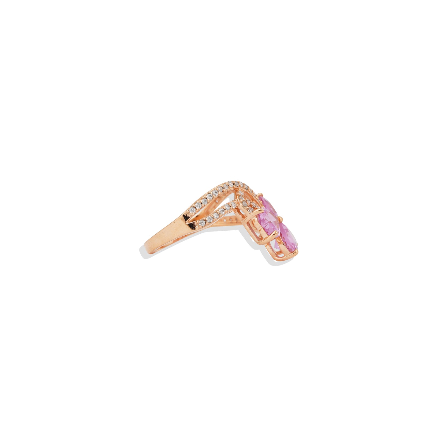Luxe Pink Paan Ring – 925 Sterling Silver Rose Gold Plated | Elegant Floral Statement Ring
