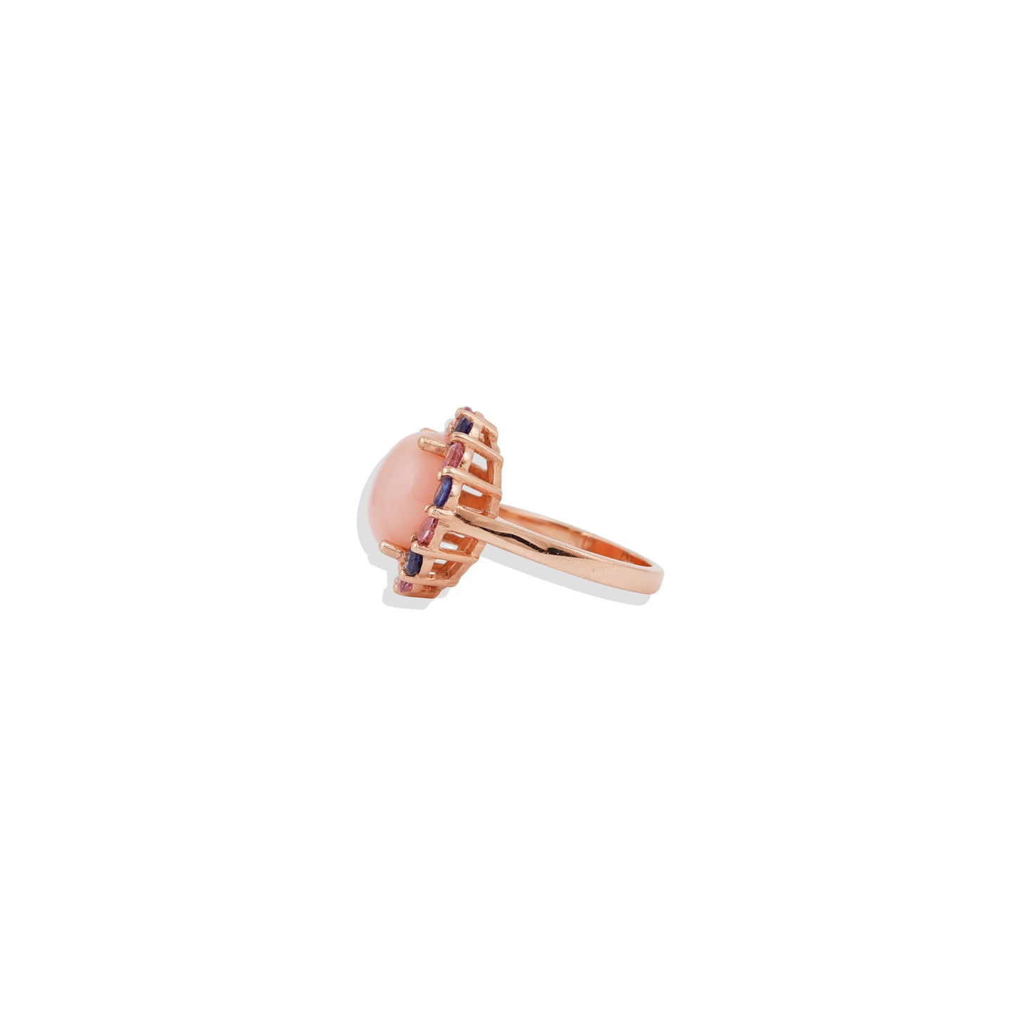 Pink Opal Halo Ring | Multicolor Gemstone Ring | 925 Sterling Silver Cocktail Ring | Vintage-Inspired Statement Ring | Unique Gift for Her