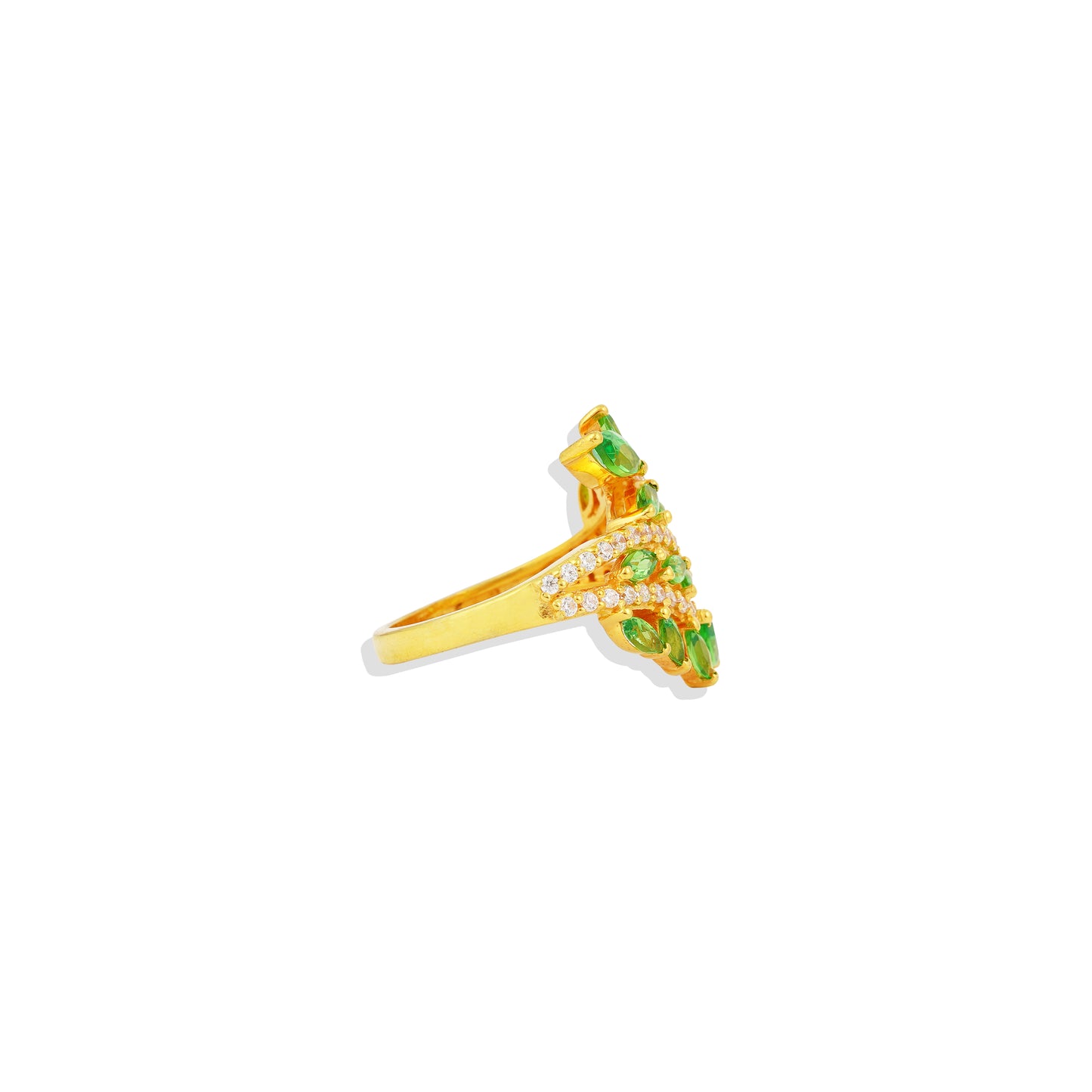 Leafy Pattern Ring | Ruby in Silver Ring | Emerald  Ring | 925 Sterling Silver Nature-Inspired Jewelry | Unique Gift for Her