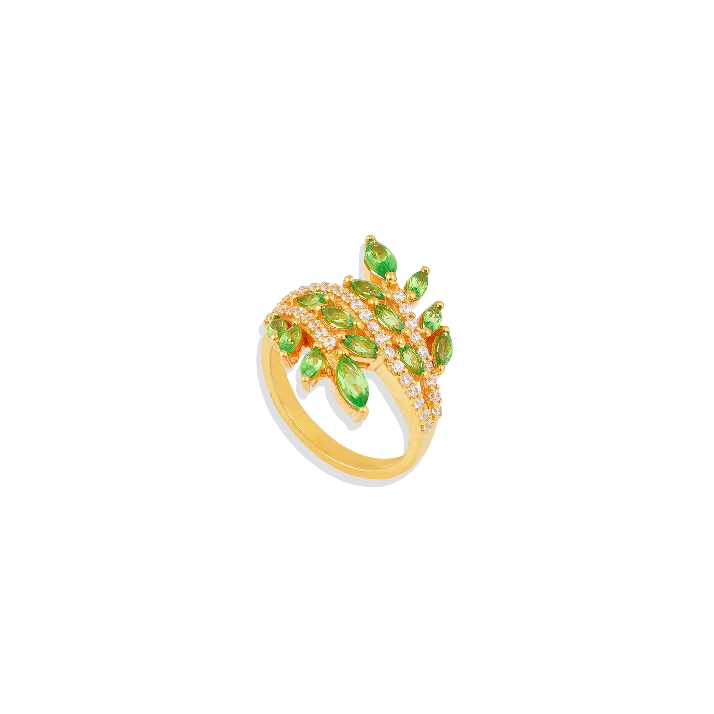 Leafy Pattern Ring | Ruby in Silver Ring | Emerald  Ring | 925 Sterling Silver Nature-Inspired Jewelry | Unique Gift for Her