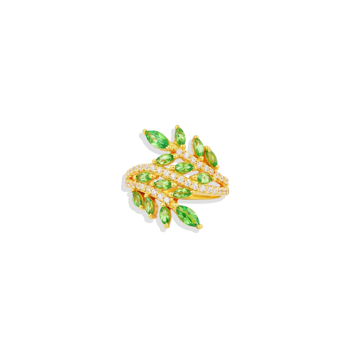 Leafy Pattern Ring | Ruby in Silver Ring | Emerald  Ring | 925 Sterling Silver Nature-Inspired Jewelry | Unique Gift for Her