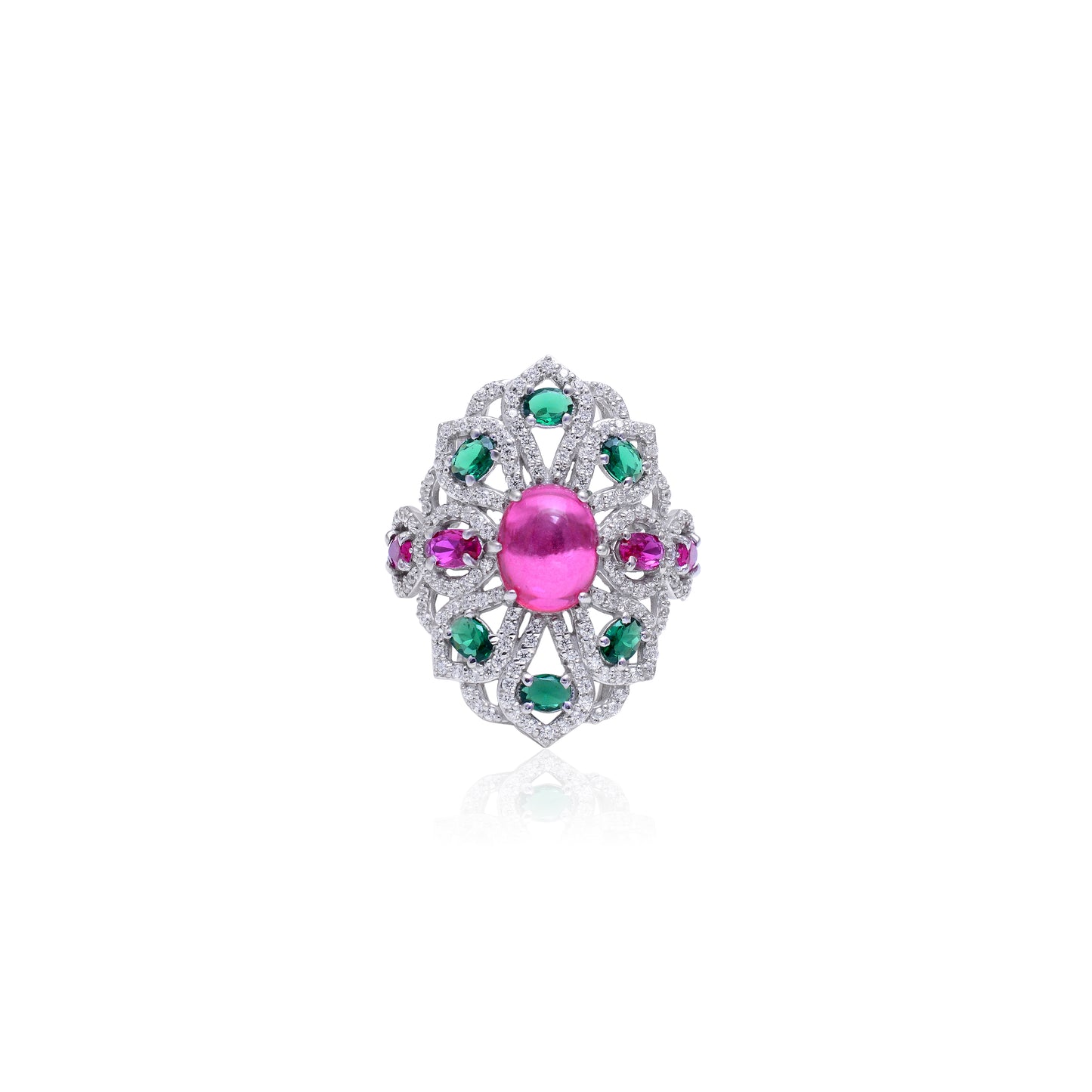 Multicolor Gemstone Cocktail Ring | 925 Sterling Silver Statement Ring | Bold & Elegant Party Jewelry | Unique Gift for Her | Limited Edition