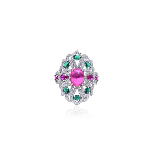 Multicolor Gemstone Cocktail Ring | 925 Sterling Silver Statement Ring | Bold & Elegant Party Jewelry | Unique Gift for Her | Limited Edition