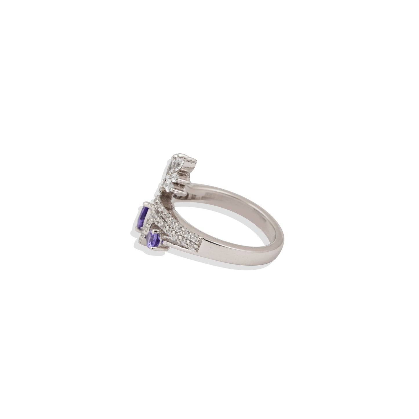 Leafy Pattern Multi-Stone Ring | 925 Sterling Silver Ring with Blue Sapphire, Green Emerald, Ruby & Amethyst | Nature-Inspired Gift for Her | Limited Stock