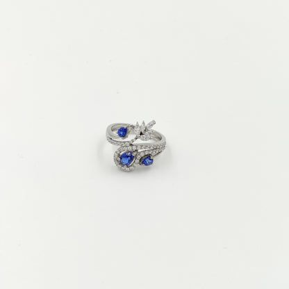 Leafy Pattern Multi-Stone Ring | 925 Sterling Silver Ring with Blue Sapphire, Green Emerald, Ruby & Amethyst | Nature-Inspired Gift for Her | Limited Stock