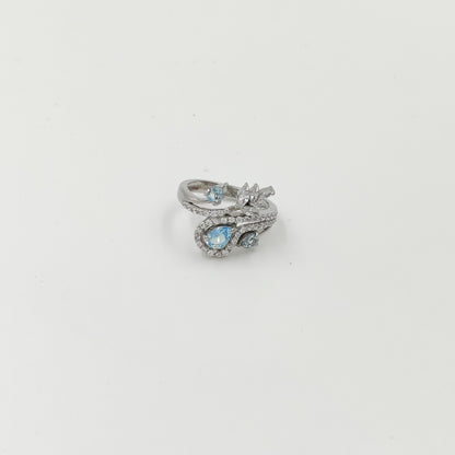 Leafy Pattern Multi-Stone Ring | 925 Sterling Silver Ring with Blue Sapphire, Green Emerald, Ruby & Amethyst | Nature-Inspired Gift for Her | Limited Stock