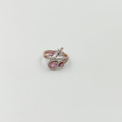 Leafy Pattern Multi-Stone Ring | 925 Sterling Silver Ring with Blue Sapphire, Green Emerald, Ruby & Amethyst | Nature-Inspired Gift for Her | Limited Stock