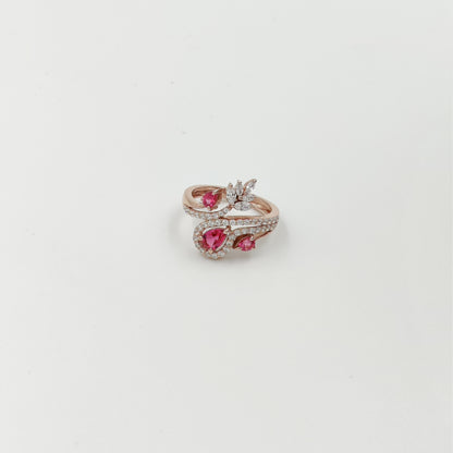 Leafy Pattern Multi-Stone Ring | 925 Sterling Silver Ring with Blue Sapphire, Green Emerald, Ruby & Amethyst | Nature-Inspired Gift for Her | Limited Stock